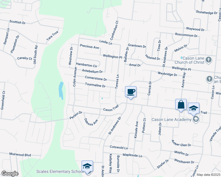 map of restaurants, bars, coffee shops, grocery stores, and more near 3325 Tourmaline Drive in Murfreesboro