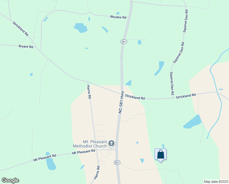 map of restaurants, bars, coffee shops, grocery stores, and more near Strickland Road in Bailey