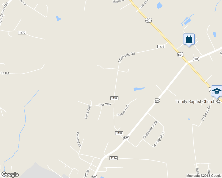map of restaurants, bars, coffee shops, grocery stores, and more near 370 Michaels Road in Mocksville