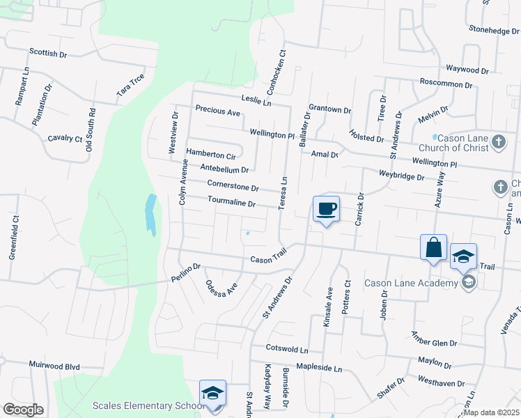 map of restaurants, bars, coffee shops, grocery stores, and more near 3325 Tourmaline Drive in Murfreesboro