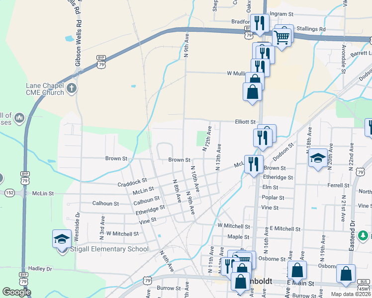 map of restaurants, bars, coffee shops, grocery stores, and more near 1302 North 9th Avenue in Humboldt