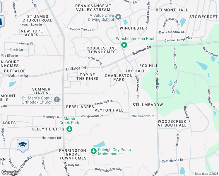 map of restaurants, bars, coffee shops, grocery stores, and more near 4524 Vendue Range Drive in Raleigh