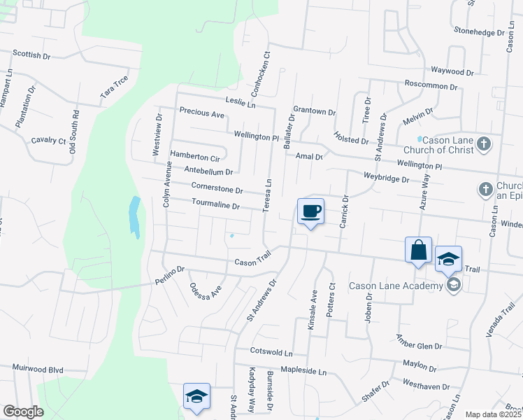 map of restaurants, bars, coffee shops, grocery stores, and more near 3325 Tourmaline Drive in Murfreesboro