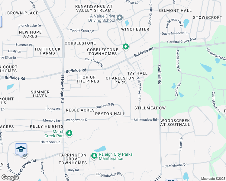 map of restaurants, bars, coffee shops, grocery stores, and more near 4524 Vendue Range Drive in Raleigh