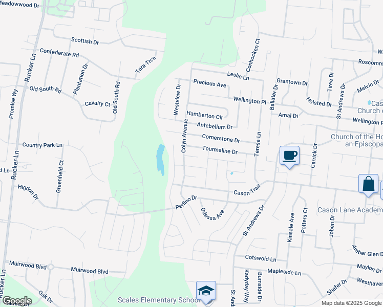 map of restaurants, bars, coffee shops, grocery stores, and more near 3418 Smarty Jones Court in Murfreesboro