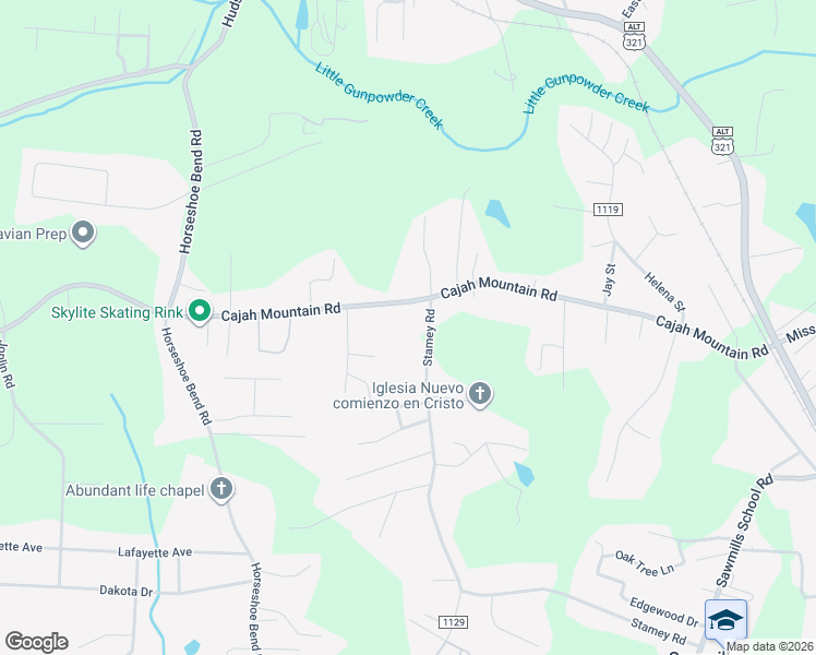 map of restaurants, bars, coffee shops, grocery stores, and more near 1955 Stamey Road in Hudson