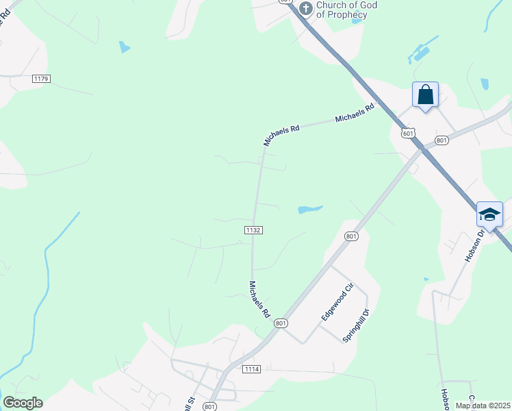 map of restaurants, bars, coffee shops, grocery stores, and more near Michaels Road in Davie County