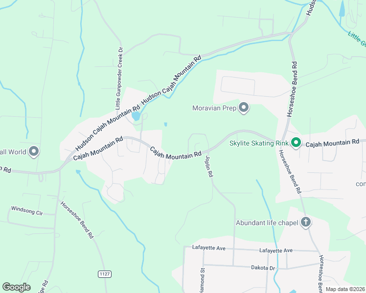map of restaurants, bars, coffee shops, grocery stores, and more near 1374 Cajah Mountain Rd in Hudson