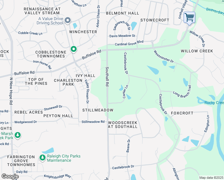 map of restaurants, bars, coffee shops, grocery stores, and more near 3906 Southall Road in Raleigh