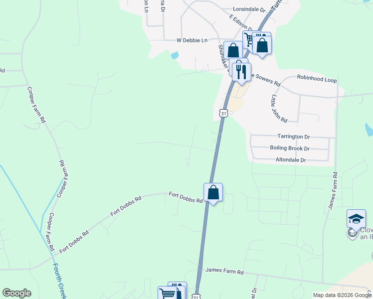 map of restaurants, bars, coffee shops, grocery stores, and more near 144 Rimmer Road in Statesville