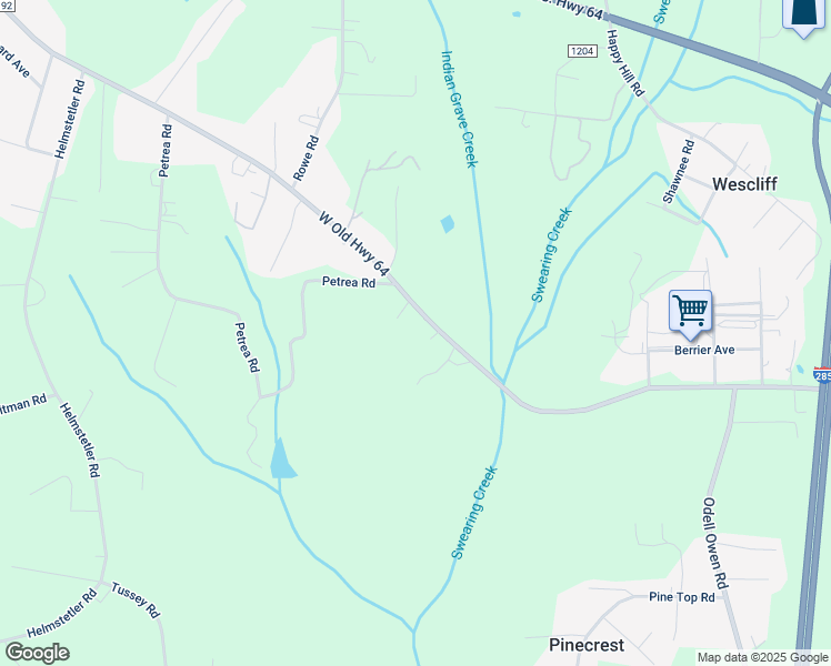 map of restaurants, bars, coffee shops, grocery stores, and more near 2407 U.S. 64 in Lexington