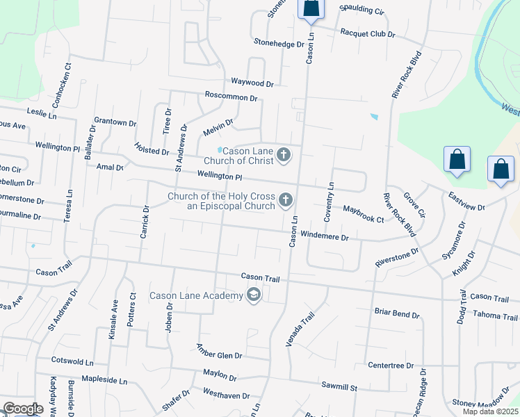 map of restaurants, bars, coffee shops, grocery stores, and more near 2718 Windemere Drive in Murfreesboro