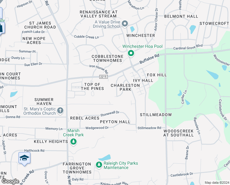 map of restaurants, bars, coffee shops, grocery stores, and more near 4007 Beaufain Street in Raleigh
