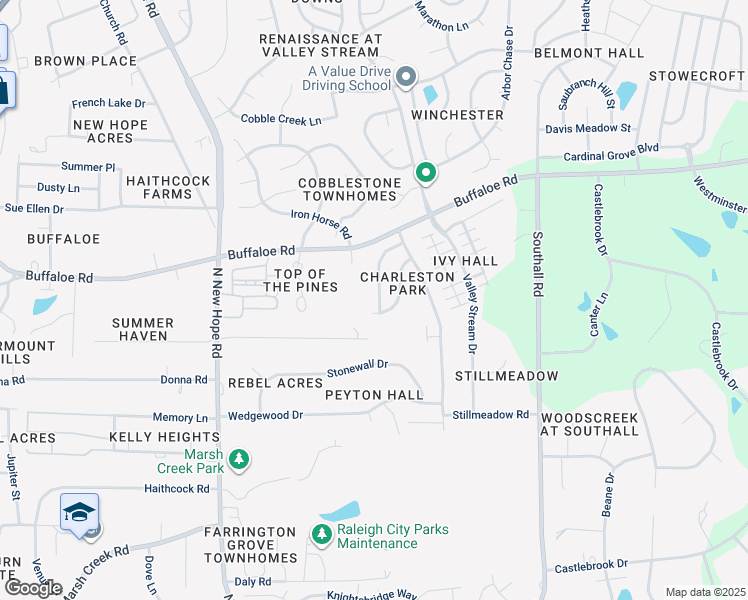map of restaurants, bars, coffee shops, grocery stores, and more near 4007 Beaufain Street in Raleigh