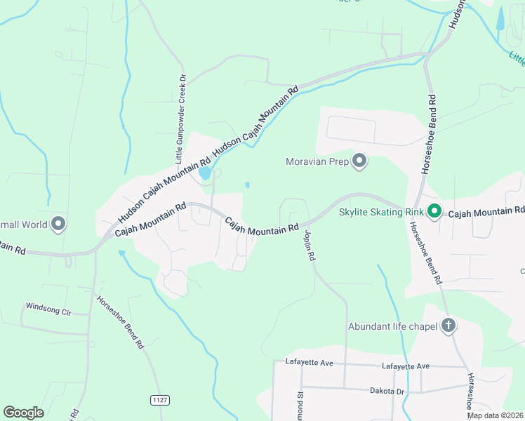 map of restaurants, bars, coffee shops, grocery stores, and more near 1374 Cajah Mountain Rd in Hudson