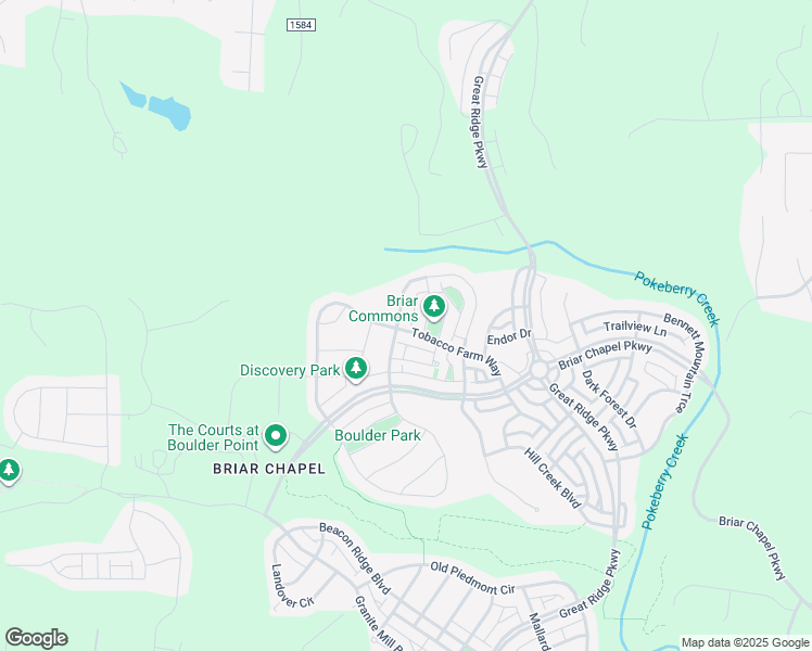map of restaurants, bars, coffee shops, grocery stores, and more near 444 Tobacco Farm Way in Chapel Hill