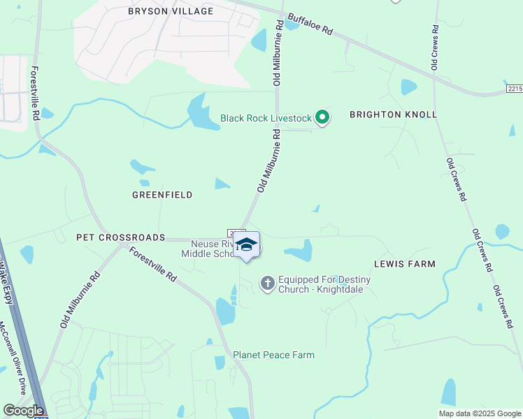 map of restaurants, bars, coffee shops, grocery stores, and more near 2720 Old Milburnie Road in Raleigh