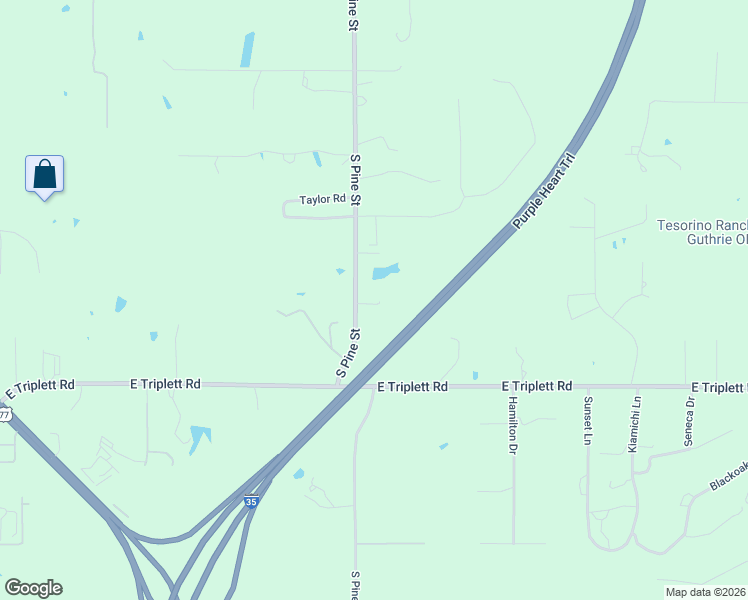 map of restaurants, bars, coffee shops, grocery stores, and more near 4720 South Pine Street in Guthrie