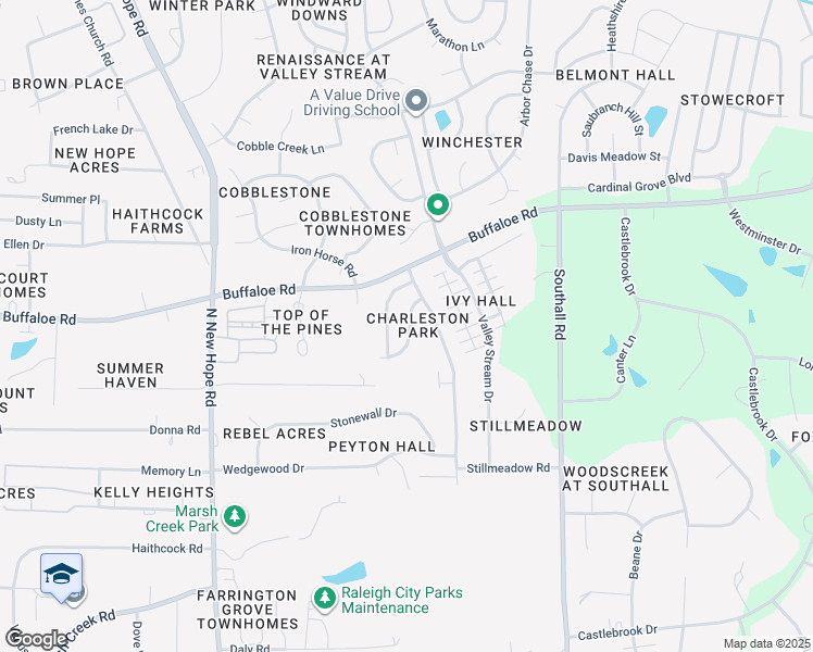 map of restaurants, bars, coffee shops, grocery stores, and more near 4640 Vendue Range Drive in Raleigh
