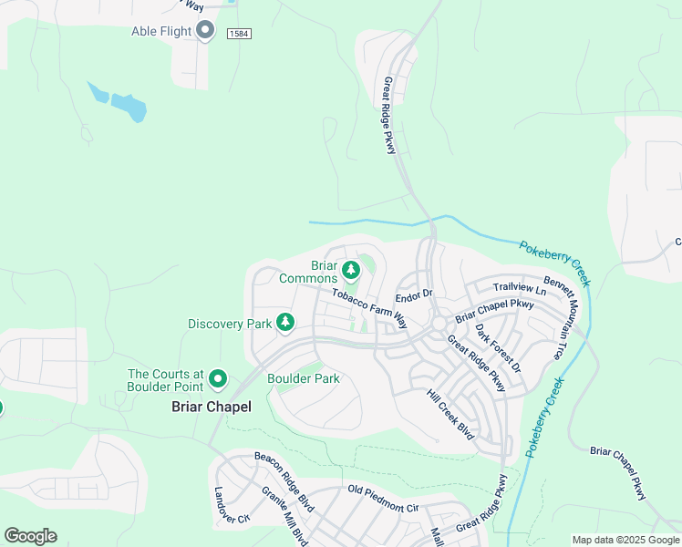 map of restaurants, bars, coffee shops, grocery stores, and more near 53 Pokeberry Bend Drive in Chapel Hill