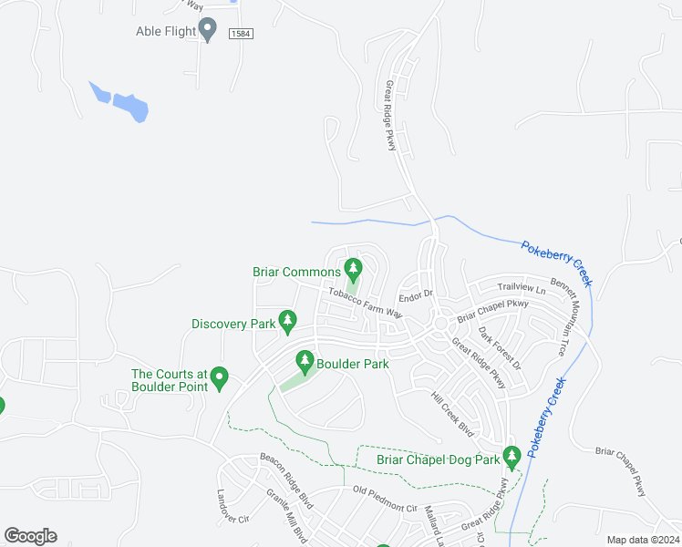 map of restaurants, bars, coffee shops, grocery stores, and more near 53 Pokeberry Bend Drive in Chapel Hill