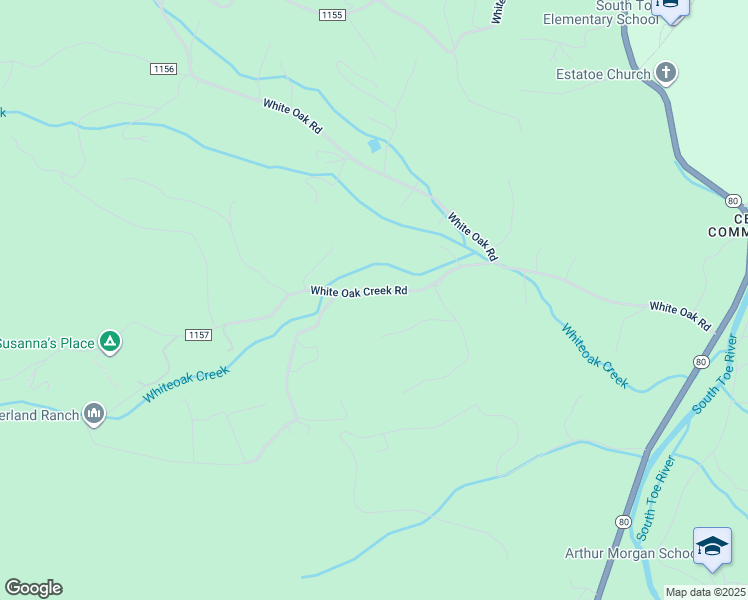 map of restaurants, bars, coffee shops, grocery stores, and more near White Oak Creek Road in Burnsville