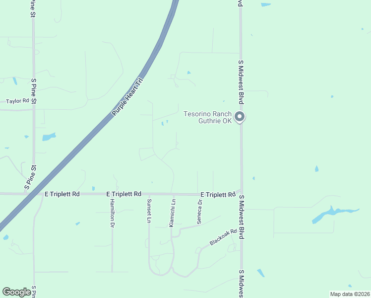 map of restaurants, bars, coffee shops, grocery stores, and more near 2501 Kelly Road in Guthrie