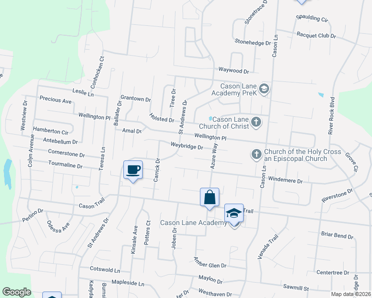 map of restaurants, bars, coffee shops, grocery stores, and more near 2923 Weybridge Drive in Murfreesboro