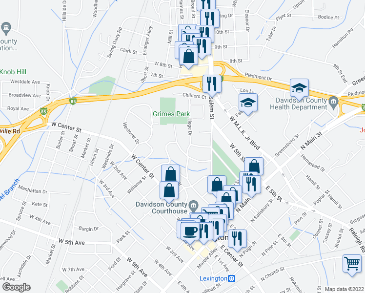 map of restaurants, bars, coffee shops, grocery stores, and more near 114 Chestnut Street in Lexington