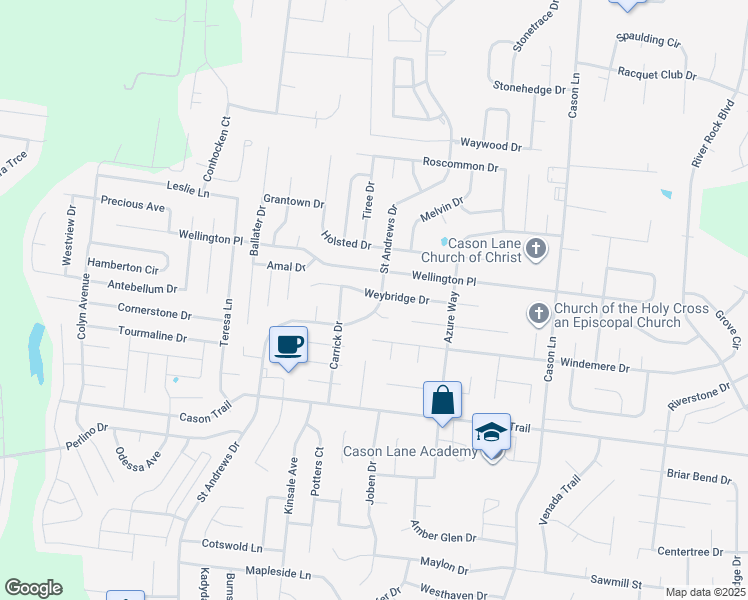 map of restaurants, bars, coffee shops, grocery stores, and more near 3001 Weybridge Drive in Murfreesboro