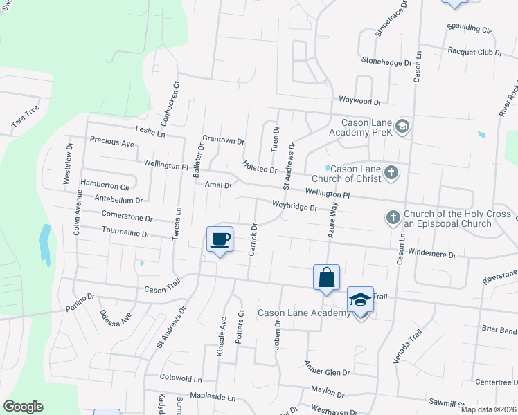 map of restaurants, bars, coffee shops, grocery stores, and more near 1509 Carrick Drive in Murfreesboro