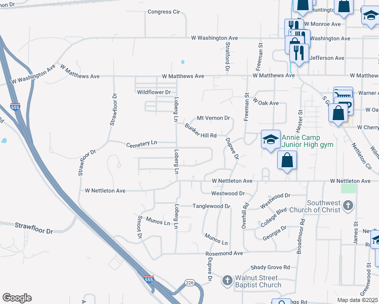 map of restaurants, bars, coffee shops, grocery stores, and more near 2013 Timberridge Drive in Jonesboro