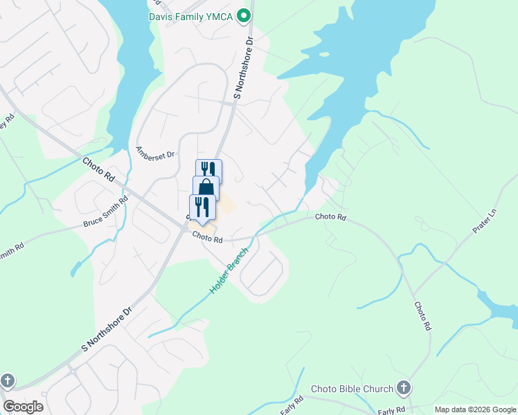 map of restaurants, bars, coffee shops, grocery stores, and more near 1736 Choto Road in Knoxville
