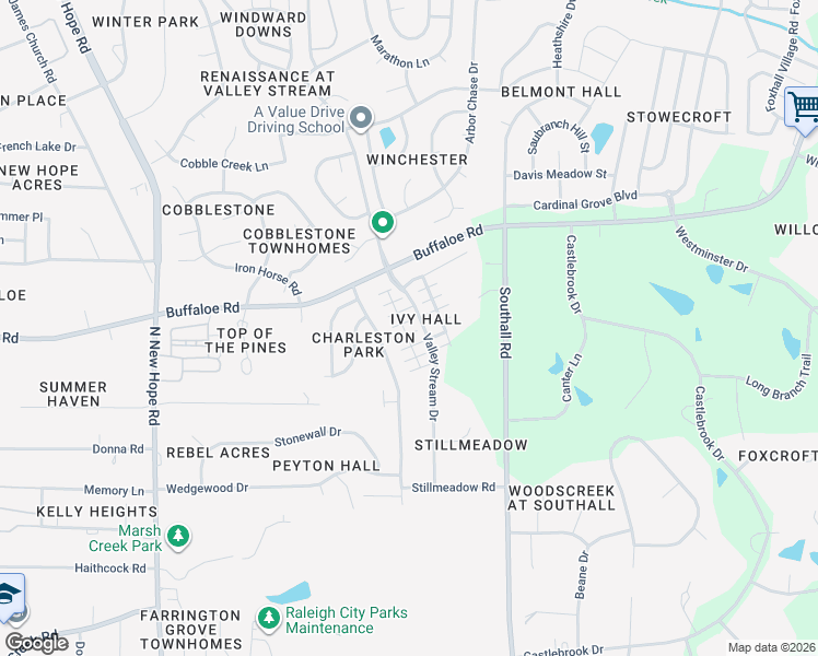 map of restaurants, bars, coffee shops, grocery stores, and more near 4620 Hanging Fern Lane in Raleigh