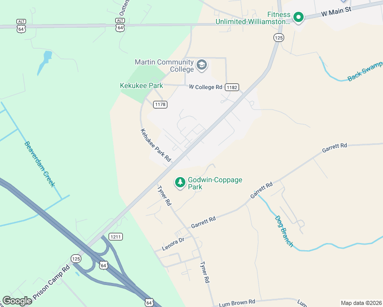 map of restaurants, bars, coffee shops, grocery stores, and more near 1731 Prison Camp Road in Williamston