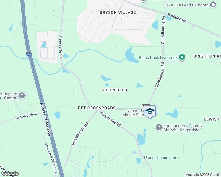 map of restaurants, bars, coffee shops, grocery stores, and more near 1925 Old Greenfield Road in Raleigh