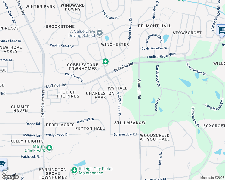 map of restaurants, bars, coffee shops, grocery stores, and more near 4620 Hanging Fern Lane in Raleigh