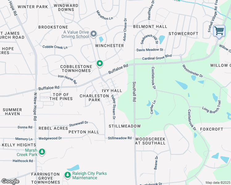 map of restaurants, bars, coffee shops, grocery stores, and more near 4712 Bright Pebble Court in Raleigh