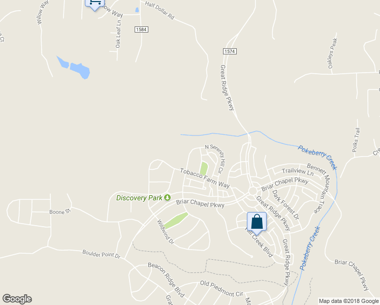 map of restaurants, bars, coffee shops, grocery stores, and more near 568 North Serenity Hill Circle in Chapel Hill