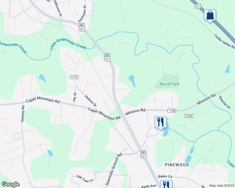 map of restaurants, bars, coffee shops, grocery stores, and more near 3969 US 321-A Alternate in Hudson