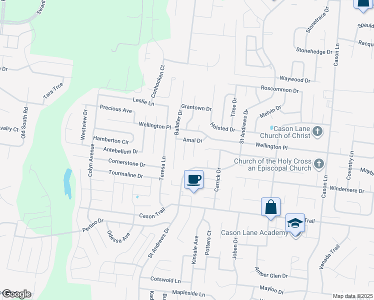 map of restaurants, bars, coffee shops, grocery stores, and more near 1515 Clifdon Court in Murfreesboro