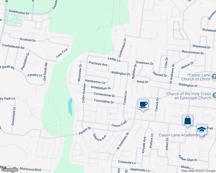 map of restaurants, bars, coffee shops, grocery stores, and more near 1620 Antebellum Drive in Murfreesboro