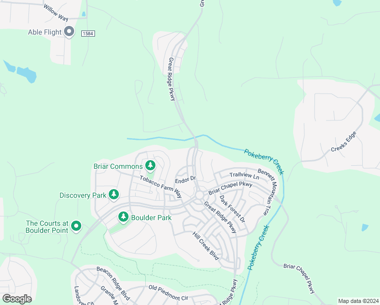 map of restaurants, bars, coffee shops, grocery stores, and more near 1152 Great Ridge Parkway in Chapel Hill