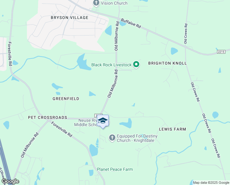 map of restaurants, bars, coffee shops, grocery stores, and more near 2816 Old Milburnie Road in Raleigh