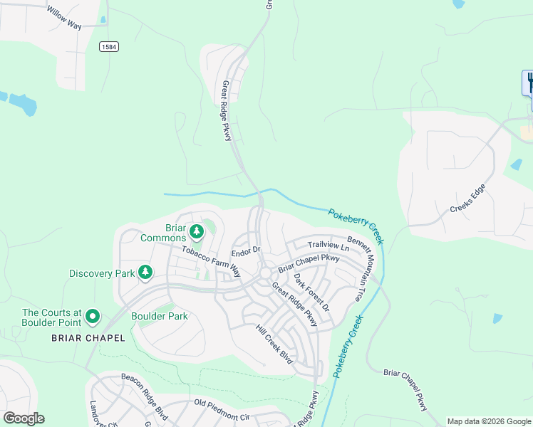 map of restaurants, bars, coffee shops, grocery stores, and more near 1133 State Road 1574 in Chapel Hill
