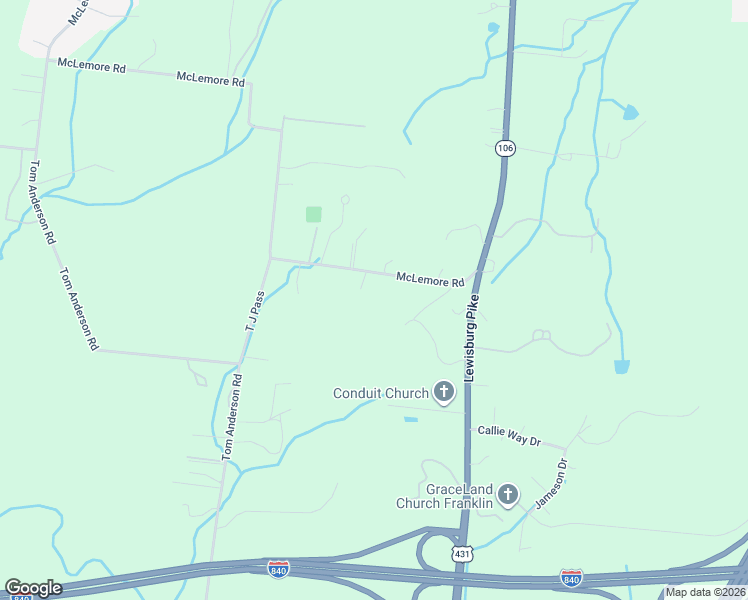 map of restaurants, bars, coffee shops, grocery stores, and more near 2743 McLemore Road in Franklin