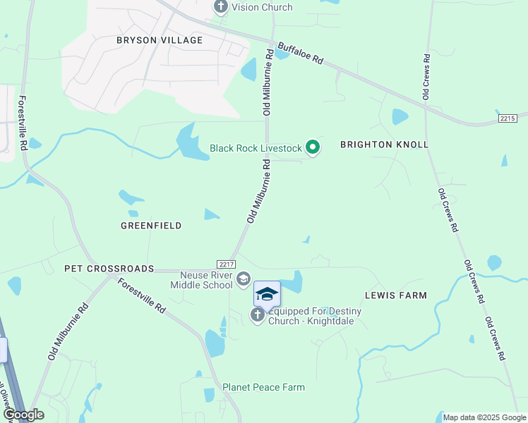 map of restaurants, bars, coffee shops, grocery stores, and more near 2816 Old Milburnie Road in Raleigh