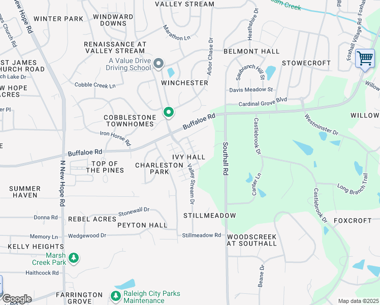 map of restaurants, bars, coffee shops, grocery stores, and more near 4723 Silver Quill Court in Raleigh