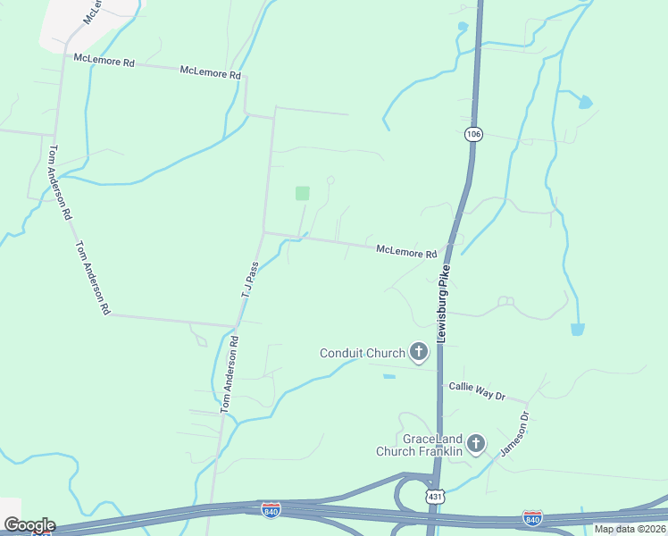 map of restaurants, bars, coffee shops, grocery stores, and more near 2743 McLemore Road in Franklin