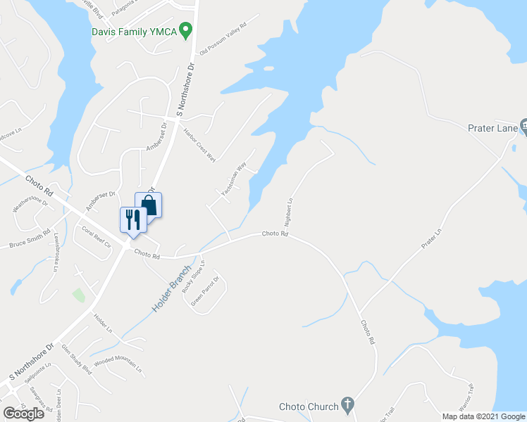 map of restaurants, bars, coffee shops, grocery stores, and more near 1721 Nighbert Lane in Knoxville
